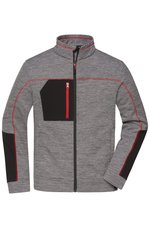 James&Nicholson Strick-Fleecejacke mit Melange-Optik für Herren, Black Melange/Black XS, JN1818 – Bild 1