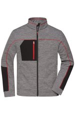 James&Nicholson Strick-Fleecejacke mit Melange-Optik für Herren, Black Melange/Black XS, JN1818 – Bild 3