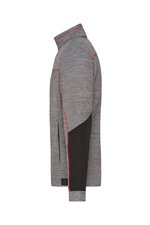 James&Nicholson Strick-Fleecejacke mit Melange-Optik für Herren, Black Melange/Black XS, JN1818 – Bild 4