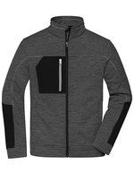 James&Nicholson Strick-Fleecejacke mit Melange-Optik für Herren, Black Melange/Black XS, JN1818 – Bild 2