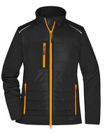 James&Nicholson Hybrid Jacke mit Softshell-Einsätzen für Damen, Black/Black XS, JN1819 – Black/Neon Orange