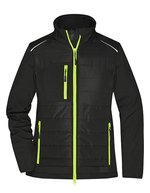 James&Nicholson Hybrid Jacke mit Softshell-Einsätzen für Damen, Black/Black XS, JN1819 – Black/Neon Yellow