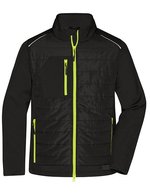 James&Nicholson Hybridjacke mit BIONIC-FINISH®ECO für Herren, Black/Black XS, JN1820 – Nero/Giallo neon