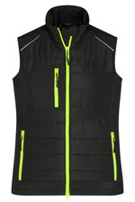 James&Nicholson Hybrid Weste mit Stepp-Einsätzen für Damen, Black/Black XS, JN1821 – Bild 1
