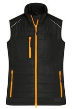 James&Nicholson Hybrid Weste mit Stepp-Einsätzen für Damen, Black/Black XS, JN1821 – Bild 3