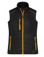 James&Nicholson Hybrid Weste mit Stepp-Einsätzen für Damen, Black/Black XS, JN1821 – Black/Neon Orange