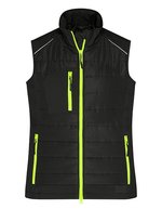 James&Nicholson Hybrid Weste mit Stepp-Einsätzen für Damen, Black/Black XS, JN1821 – Black/Neon Yellow