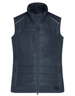 James&Nicholson Hybrid Weste mit Stepp-Einsätzen für Damen, Black/Black XS, JN1821 – Carbon/Carbon