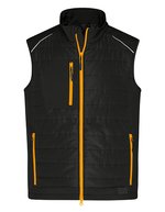 James&Nicholson Hybrid Weste mit Stehkragen für Herren, Black/Black XS, JN1822 – Black/Neon Orange
