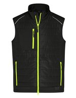 James&Nicholson Hybrid Weste mit Stehkragen für Herren, Black/Black XS, JN1822 – Black/Neon Yellow