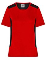 James&Nicholson Damen-Arbeits-T-Shirt "STRONG", Bio-Baumwolle, Black/Carbon XS, JN1823 – Rouge/Noir