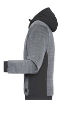 James&Nicholson Wattierte Hybridjacke mit Kapuze, Carbon Melange/Black XS, JN1844 – Bild 4
