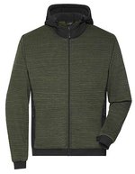 James&Nicholson Wattierte Hybridjacke mit Kapuze, Carbon Melange/Black XS, JN1844 – Olive Melange/Black