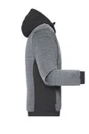 James&Nicholson Wattierte Hybridjacke mit Kapuze, Red Melange/Black 3XL, JN1844 – Bild 5
