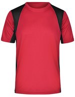 James&Nicholson Funktionelles Herren Laufshirt mit Mesh-Einsätzen, Orange/Black M, JN306 – Rouge/Noir