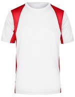 James&Nicholson Funktionelles Herren Laufshirt mit Mesh-Einsätzen, Orange/Black M, JN306 – Blanc/Rouge