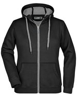 James&Nicholson Doubleface Jacke mit Kapuze für Damen in, Azur/Navy S, JN354 – Nero/Carbonio
