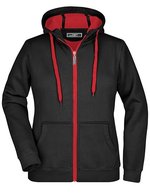 James&Nicholson Doubleface Jacke mit Kapuze für Damen in, Azur/Navy S, JN354 – Nero/Rosso