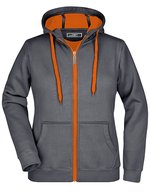James&Nicholson Doubleface Jacke mit Kapuze für Damen in, Azur/Navy S, JN354 – Carbonio/Arancione