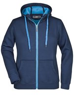 James&Nicholson Doubleface Jacke mit Kapuze für Damen in, Azur/Navy S, JN354 – Blu navy/Acqua