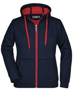 James&Nicholson Doubleface Jacke mit Kapuze für Damen in, Azur/Navy S, JN354 – Blu navy/Rosso