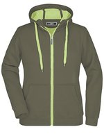 James&Nicholson Doubleface Jacke mit Kapuze für Damen in, Azur/Navy S, JN354 – Oliva/Lime (Chiaro) Verde