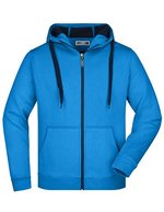 James&Nicholson Sportive Herrenjacke mit Kapuze, Azur/Navy S, JN355 – Bild 2