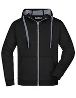 James&Nicholson Sportive Herrenjacke mit Kapuze, Azur/Navy S, JN355 – Black/Carbon