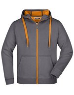 James&Nicholson Sportive Herrenjacke mit Kapuze, Azur/Navy S, JN355 – Carbon/Orange