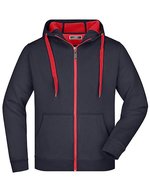 James&Nicholson Sportive Herrenjacke mit Kapuze, Azur/Navy S, JN355 – Navy/Red