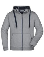 James&Nicholson Sportive Herrenjacke mit Kapuze, Azur/Navy S, JN355 – Sports Grey (Heather)/Navy
