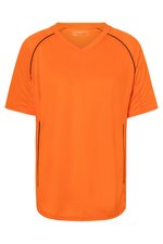 James&Nicholson Atmungsaktives Teamshirt mit V-Ausschnitt, Black/White S, JN386 – Bild 1