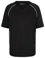 James&Nicholson Atmungsaktives Teamshirt mit V-Ausschnitt – Black/White