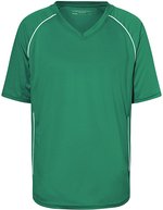 James&Nicholson Atmungsaktives Teamshirt mit V-Ausschnitt – Green/White