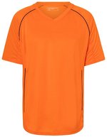 James&Nicholson Atmungsaktives Teamshirt mit V-Ausschnitt – Orange/Black