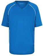 James&Nicholson Atmungsaktives Teamshirt mit V-Ausschnitt – Royal/White