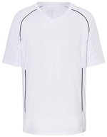 James&Nicholson Atmungsaktives Teamshirt mit V-Ausschnitt, Black/White S, JN386 – Bianco/Nero