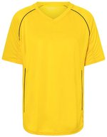 James&Nicholson Atmungsaktives Teamshirt mit V-Ausschnitt, Black/White S, JN386 – Giallo/Nero