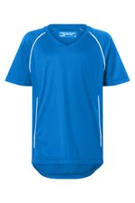 James&Nicholson Junior Team Shirt mit V-Ausschnitt, Black/White L (134/140), JN386K – Bild 1