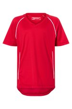 James&Nicholson Junior Team Shirt mit V-Ausschnitt, Black/White L (134/140), JN386K – Bild 3