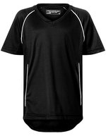 James&Nicholson Junior Team Shirt mit V-Ausschnitt – Black/White