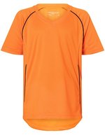James&Nicholson Junior Team Shirt mit V-Ausschnitt – Orange/Black