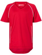 James&Nicholson Junior Team Shirt mit V-Ausschnitt – Red/White