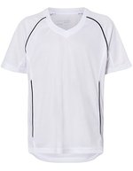 James&Nicholson Junior Team Shirt mit V-Ausschnitt, Black/White L (134/140), JN386K – White/Black