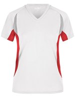 James&Nicholson Running-T mit V-Ausschnitt für Damen, Red/Black S, JN390 – Bianco/Rosso