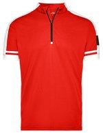 James&Nicholson Sportliches Bike-T-Shirt mit Half Zip, Black S, JN452 – Red