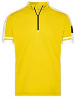 James&Nicholson Sportliches Bike-T-Shirt mit Half Zip, Black S, JN452 – Sun Yellow