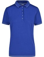 James&Nicholson Polo-Shirt mit Elastan, tailliert für Damen, Aqua/White S, JN568 – Royal/White