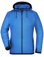 James&Nicholson Fleece Kapuzenjacke mit Reißverschluss für Damen, Aqua/Navy S, JN570 – Bild 2
