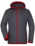 James&Nicholson Fleece Kapuzenjacke mit Reißverschluss für Damen, Aqua/Navy S, JN570 – Carbon/Red